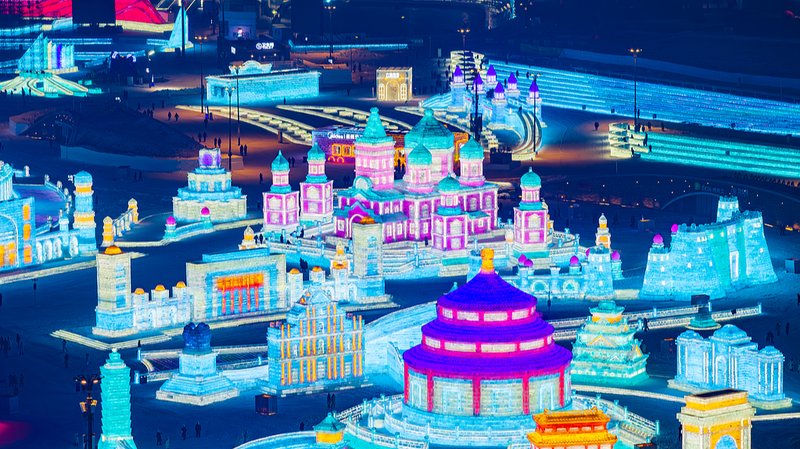 Le Monde de Glace de Harbin Brille dans un Spectacle de Lumières Enchanteur