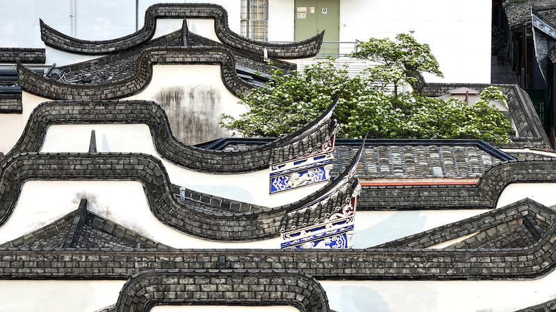 Les fleurs d'arbres à franges illuminent les ruelles historiques de Fuzhou