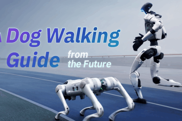 Un robot promène son chien robot sur le continent chinois : Un aperçu du compagnonnage futur Un robot promène son chien robot sur le continent chinois : Un aperçu du compagnonnage futur video poster