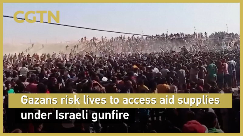 Les Gazaouis bravent les tirs pour accéder à une aide vitale Les Gazaouis bravent les tirs pour accéder à une aide vitale video poster