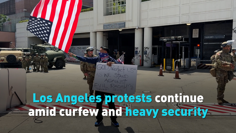 Les manifestations à Los Angeles entrent dans leur septième jour sous couvre-feu et forte sécurité Les manifestations à Los Angeles entrent dans leur septième jour sous couvre-feu et forte sécurité video poster