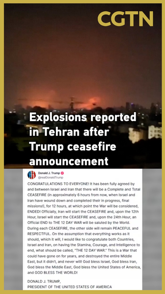 Des explosions secouent Téhéran après que Trump annonce un cessez-le-feu Des explosions secouent Téhéran après que Trump annonce un cessez-le-feu video poster
