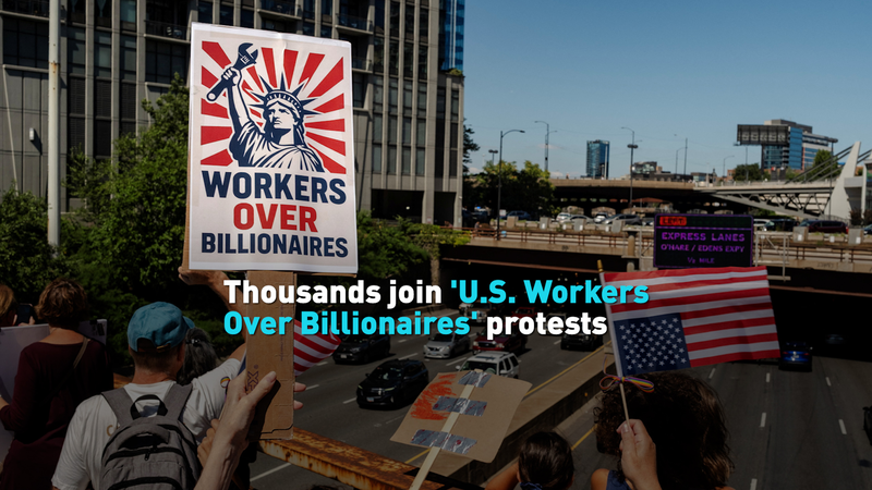 Des milliers manifestent pour ‘Travailleurs américains plutôt que milliardaires’ le jour de la fête du travail Des milliers manifestent pour 'Travailleurs américains plutôt que milliardaires' le jour de la fête du travail video poster