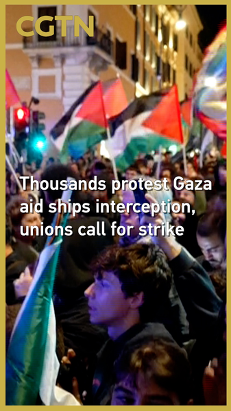 Rome s'enflamme : Des milliers manifestent après l'interception d'une flottille d'aide pour Gaza video poster