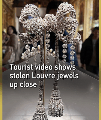 Une vidéo touristique révèle un gros plan des bijoux volés du Louvre Une vidéo touristique révèle un gros plan des bijoux volés du Louvre video poster