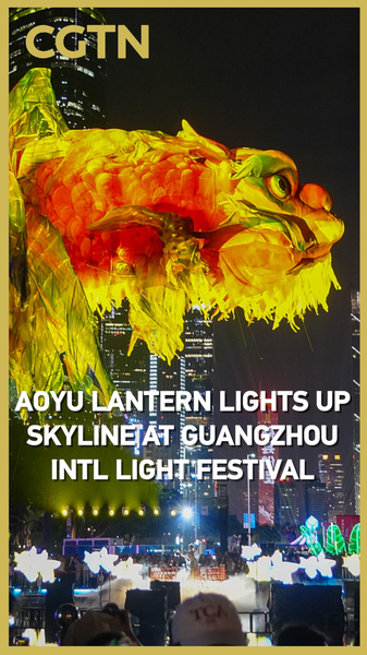 Lanterne de poisson Aoyu illumine la skyline au Festival de lumière de Guangzhou video poster