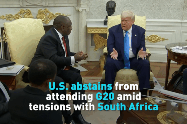 Les États-Unis évitent le sommet du G20 à Johannesburg au milieu d'une rupture avec l'Afrique du Sud video poster