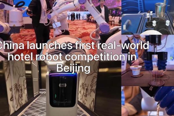 Pékin accueille la première compétition réelle de robots hôteliers video poster