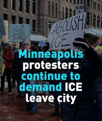 Les résidents de Minneapolis se rassemblent pour demander le départ de l'ICE malgré des températures glaciales video poster