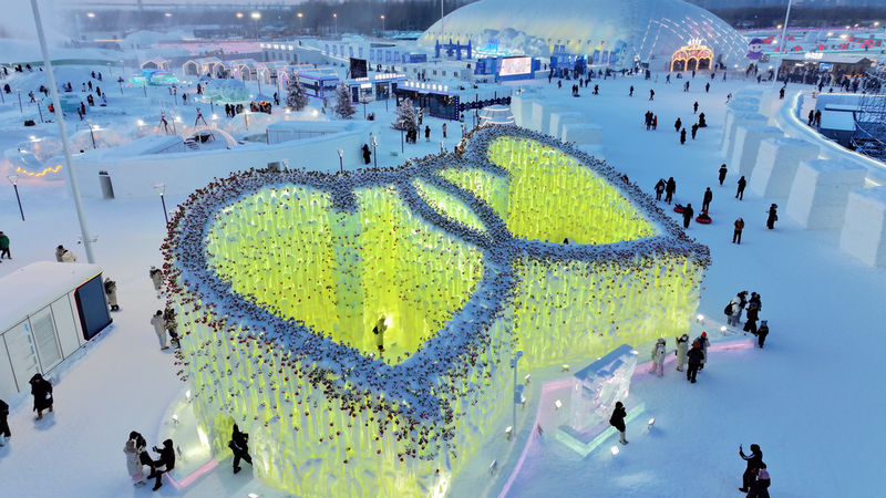 Cascade de glace de 15m de Harbin : Une icône de romance hivernale