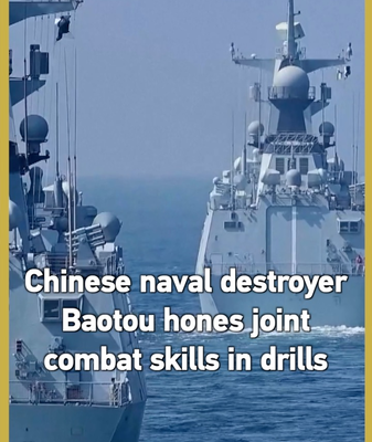 Baotou : Le destroyer de la marine PLA renforce les tactiques de port à côte video poster