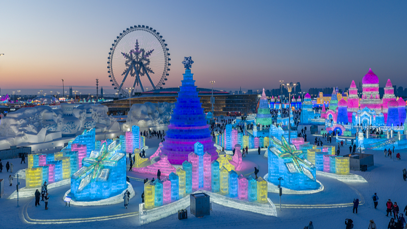 Le parc géant de glace et de neige de Harbin donne vie au conte de fées video poster