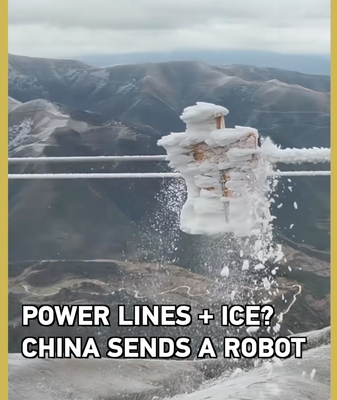 La Chine déploie un robot pour dégager la glace des lignes électriques en haute altitude video poster